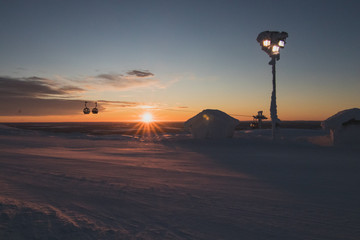 sunrise in levi's ski resort 