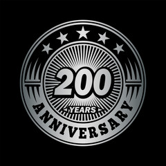 200 years anniversary. Anniversary logo design. Vector and illustration.