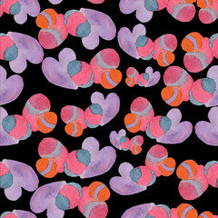  watercolor easter pattern on black background
