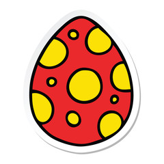 sticker of a quirky hand drawn cartoon easter egg