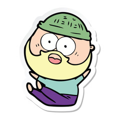 sticker of a cartoon bearded man