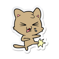 Obraz na płótnie Canvas sticker of a cartoon hissing cat