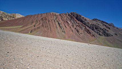 Landscape while climbing to the top of Aconcagua in Argentina.