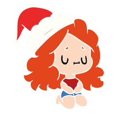 christmas cartoon of kawaii girl