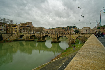 View of the Sant’Angelo bridge in Rome.