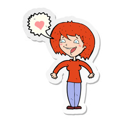 sticker of a cartoon woman in love