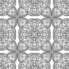 Seamless geometric line pattern in eastern or arabic style. Exquisite monochrome texture. Black and white graphic background, lace pattern