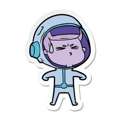 sticker of a cartoon stressed astronaut