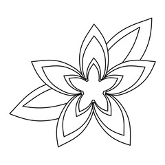 Beautiful flower cartoom isolated in black and white