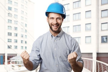 Happy successful builder in hardhat