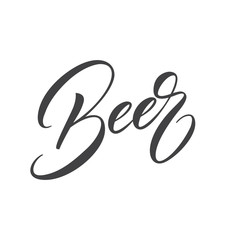 Beer. Beer lettering calligraphy label sticker design. Vector design for Beer pub, brewery, brand.
