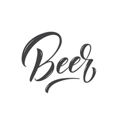 Beer. Beer lettering calligraphy label sticker. Vector design for Beer pub, brewery, brand.