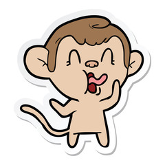 sticker of a crazy cartoon monkey