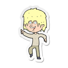 sticker of a cartoon happy boy