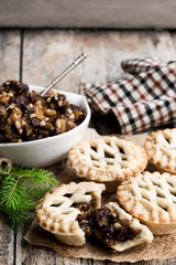 Mince pie group on wooden table