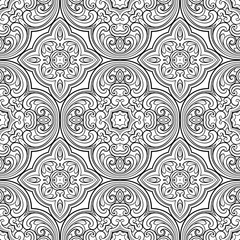 Seamless geometric line pattern in eastern or arabic style. Exquisite monochrome texture. Black and white graphic background, lace pattern