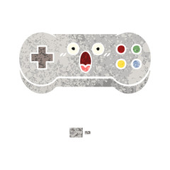 retro illustration style cartoon game controller