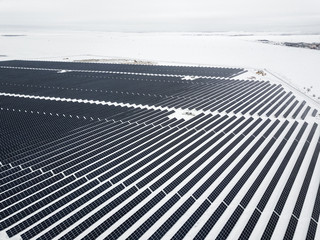 Winter Solar Energy Station in Saran City in Kazakhstan