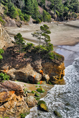 old man face rock watching over surfers