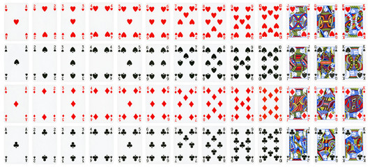 Full set of playing cards isolated on white background - High quality.