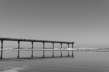 empty pier during sunny day, minimalist seascape