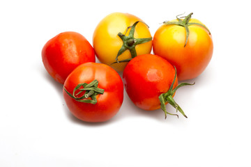 5 fresh tomatoes. isolated on white background