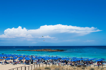 Seaview on the beach, sunny day on Protaras, Cyprus