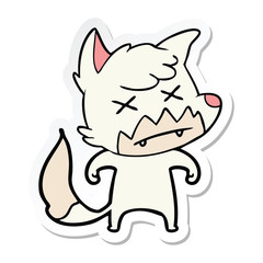sticker of a cartoon dead fox