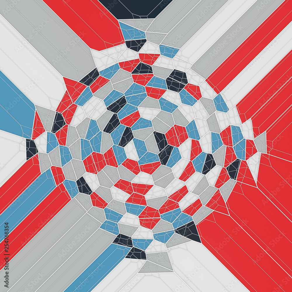 Aufkleber Abstract geometrical concept. Modern covers design with low poly tesselated pattern of multicolored shapes. 3d rendering