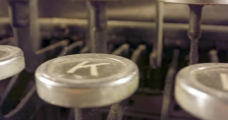 Special macro dolly shot - hovering over old typewriter keys