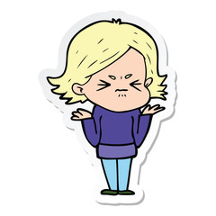 sticker of a cartoon angry woman
