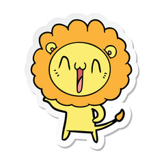sticker of a happy cartoon lion
