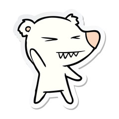sticker of a angry polar bear cartoon