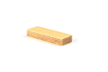 Waffle dessert with peanut butter isolated on white background.