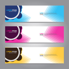 Vector abstract web banner design template. Collection of web banner template. Abstract geometric web design banner template isolated on grey background. 