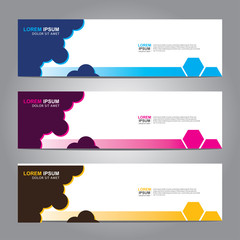 Vector abstract web banner design template. Collection of web banner template. Abstract geometric web design banner template isolated on grey background. 