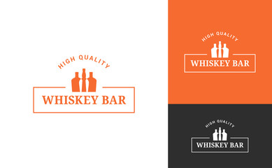 whiskey bottle logo set on white background