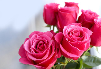 Red rose, bouquet on the light background 