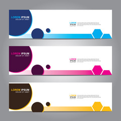 Vector abstract web banner design template. Collection of web banner template. Abstract geometric web design banner template isolated on grey background. 