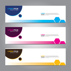 Vector abstract web banner design template. Collection of web banner template. Abstract geometric web design banner template isolated on grey background. 