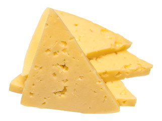 slices of cheese isolated on white background