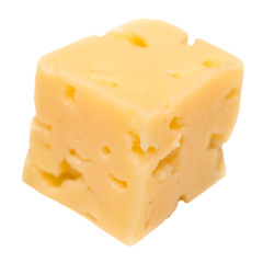 Cube of cheese isolated on a white background