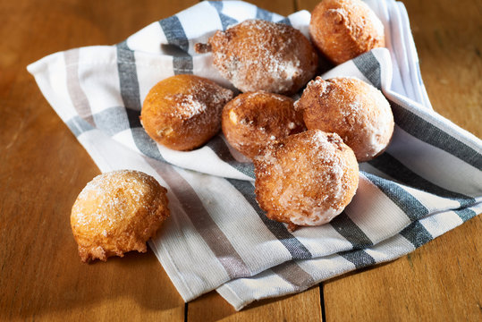 Close up of krapfen on napkin