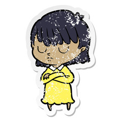 distressed sticker of a cartoon woman