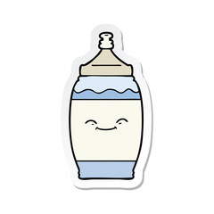 sticker of a cartoon happy water bottle