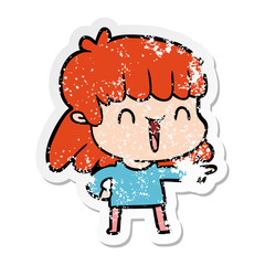 distressed sticker of a cartoon woman