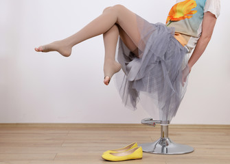Varicose veins prevention, Compression tights, relief for tired legs. Beautiful long female legs in stockings