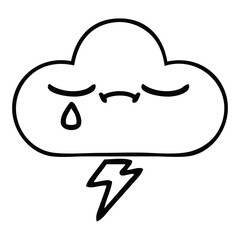 line drawing cartoon storm cloud