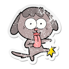 distressed sticker of a cute cartoon dog