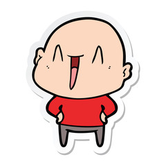 Fototapeta premium sticker of a happy cartoon bald man